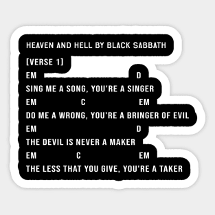 Heaven and Hell Chords Lyrics Sticker